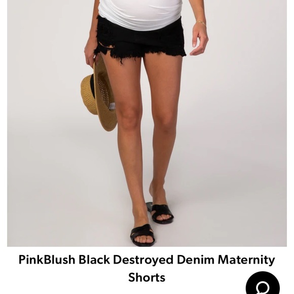 Black denim maternity shorts - Picture 4 of 4